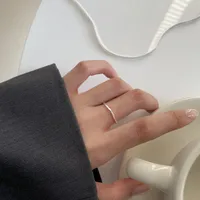 Silver Plated 925 Sterling Silver Solid Color Open Rings main image 2