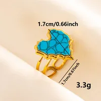 304 Stainless Steel 18K Gold Plated Vintage Style Classic Style Inlay Geometric Artificial Gemstones Imitating Stone Open Rings main image 5