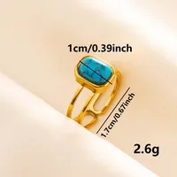 304 Stainless Steel 18K Gold Plated Vintage Style Classic Style Inlay Geometric Artificial Gemstones Imitating Stone Open Rings main image 4