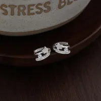 1 Pair 925 Sterling Silver Zircon Star Ear Studs main image 2