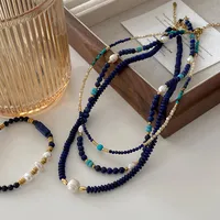 Japanese Style Geometric Natural Stone Freshwater Pearl Necklace In Bulk main image 1