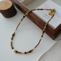 Japanese Style Geometric Natural Stone Freshwater Pearl Necklace In Bulk sku image 48