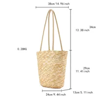 Women's Medium Straw Solid Color Elegant Beach Zipper Straw Bag main image 5