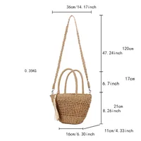Women's Medium Polyester Straw Geometric Basic Vintage Style String Straw Bag main image 5