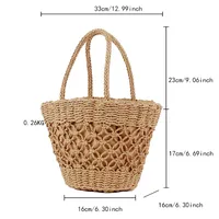 Women's Medium Polyester Cotton Geometric Basic Beach String Straw Bag main image 5