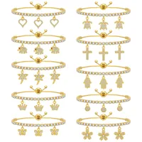 Copper 18K Gold Plated Cute Beach Shiny Inlay Animal Heart Shape Flower Zircon Bracelets main image 1