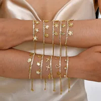 Copper 18K Gold Plated Cute Beach Shiny Inlay Animal Heart Shape Flower Zircon Bracelets main image 8