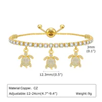 Copper 18K Gold Plated Cute Beach Shiny Inlay Animal Heart Shape Flower Zircon Bracelets main image 10