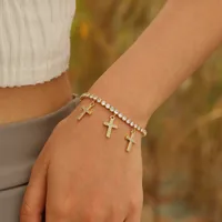 Copper 18K Gold Plated Cute Beach Shiny Inlay Animal Heart Shape Flower Zircon Bracelets main image 3