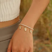 Copper 18K Gold Plated Cute Beach Shiny Inlay Animal Heart Shape Flower Zircon Bracelets main image 2
