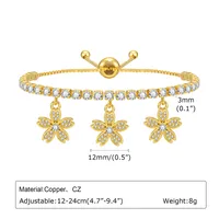 Copper 18K Gold Plated Cute Beach Shiny Inlay Animal Heart Shape Flower Zircon Bracelets sku image 2