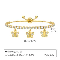Copper 18K Gold Plated Cute Beach Shiny Inlay Animal Heart Shape Flower Zircon Bracelets sku image 1