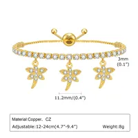 Copper 18K Gold Plated Cute Beach Shiny Inlay Animal Heart Shape Flower Zircon Bracelets sku image 3