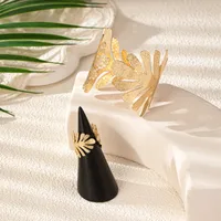 Glam Vacation Romantic Leaf Leaves 14K Gold Plated Alloy Wholesale Rings Bracelets Jewelry Set main image 5