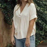 Women's Blouse Short Sleeve T-Shirts Simple Style Solid Color main image 1