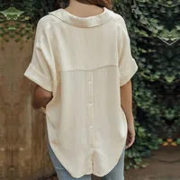 Women's Blouse Short Sleeve T-Shirts Simple Style Solid Color main image 4