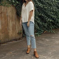 Women's Blouse Short Sleeve T-Shirts Simple Style Solid Color main image 2
