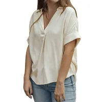 Women's Blouse Short Sleeve T-Shirts Simple Style Solid Color main image 5
