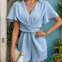 Women's Short Sleeve Bodysuits Simple Style Stripe Solid Color main image 1