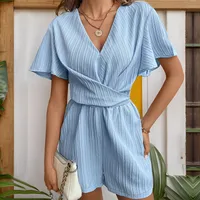 Women's Short Sleeve Bodysuits Simple Style Stripe Solid Color main image 5