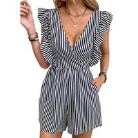 Women's Holiday Daily Date Sexy Stripe Shorts Rompers main image 5
