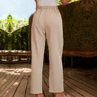 Women's Holiday Daily Simple Style Solid Color Full Length Woven Casual Pants main image 3