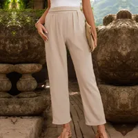 Women's Holiday Daily Simple Style Solid Color Full Length Woven Casual Pants main image 2