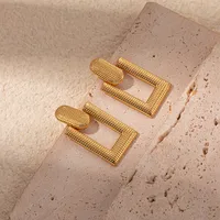 1 Pair Modern Style Simple Style Commute Rectangle Plating 304 Stainless Steel Gold Plated Ear Studs main image 3