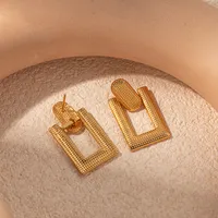 1 Pair Modern Style Simple Style Commute Rectangle Plating 304 Stainless Steel Gold Plated Ear Studs main image 2