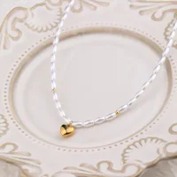 Freshwater Pearl 18K Gold Plated Simple Style Heart Shape Pendant Necklace main image 7