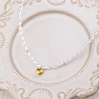 Freshwater Pearl 18K Gold Plated Simple Style Heart Shape Pendant Necklace main image 1