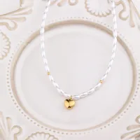Freshwater Pearl 18K Gold Plated Simple Style Heart Shape Pendant Necklace main image 4