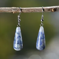 1 Pair Simple Style Water Droplets Alloy Natural Stone Drop Earrings sku image 4