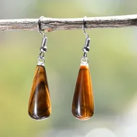 1 Pair Simple Style Water Droplets Alloy Natural Stone Drop Earrings sku image 5