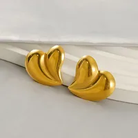 1 Piece Simple Style Classic Style Round Heart Shape Plating 304 Stainless Steel 18K Gold Plated Ear Studs main image 6