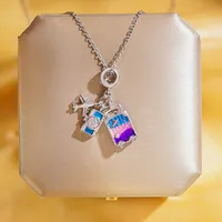 Wholesale Elegant Lady Camera Airplane 304 Stainless Steel Copper Enamel Hollow Out Inlay 18K Gold Plated K Gold Plated Zircon Pendant Necklace sku image 2