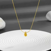 304 Stainless Steel Titanium Steel 18K Gold Plated Simple Style Plating Water Droplets Pendant Necklace main image 5