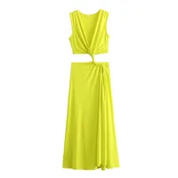 Women's Regular Dress Streetwear V Neck Sleeveless Solid Color Midi Dress Holiday Date Bar main image 4