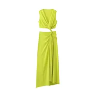 Women's Regular Dress Streetwear V Neck Sleeveless Solid Color Midi Dress Holiday Date Bar sku image 1