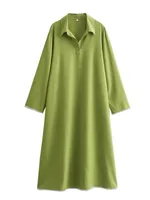 Women's Regular Dress Streetwear Turndown Long Sleeve Solid Color Midi Dress Outdoor Daily main image 3