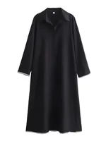 Women's Regular Dress Streetwear Turndown Long Sleeve Solid Color Midi Dress Outdoor Daily main image 1