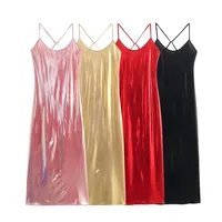 Women's Strap Dress Streetwear Strap Sequins Sleeveless Solid Color Midi Dress Holiday Date Bar main image 4