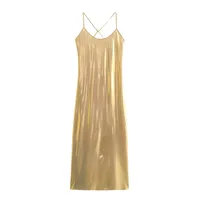 Women's Strap Dress Streetwear Strap Sequins Sleeveless Solid Color Midi Dress Holiday Date Bar sku image 1