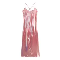 Women's Strap Dress Streetwear Strap Sequins Sleeveless Solid Color Midi Dress Holiday Date Bar sku image 12