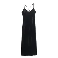 Women's Strap Dress Streetwear Strap Sequins Sleeveless Solid Color Midi Dress Holiday Date Bar sku image 14