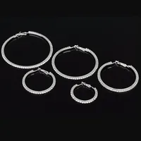 1 Pair Simple Style Cool Style Round Plating Inlay Iron Rhinestones Silver Plated Earrings main image 5