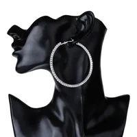 1 Pair Simple Style Cool Style Round Plating Inlay Iron Rhinestones Silver Plated Earrings main image 1