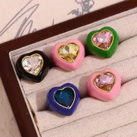 304 Stainless Steel 18K Gold Plated Vintage Style Simple Style Classic Style Plating Heart Shape Rings main image 3