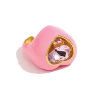 304 Stainless Steel 18K Gold Plated Vintage Style Simple Style Classic Style Plating Heart Shape Rings sku image 2
