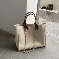 Women's Large Canvas Solid Color Basic Vintage Style Open Tote Bag sku image 1
